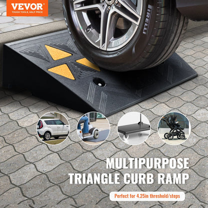 Heavy Duty Rubber Curb Ramp 10.8 cm Rise for Vehicles, 50 x 30 cm, 15T Capacity
