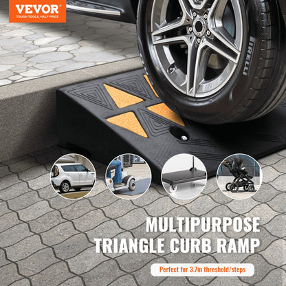Heavy Duty Rubber Curb Ramp, 9.4 cm Rise, 100 cm Length, 15T Capacity