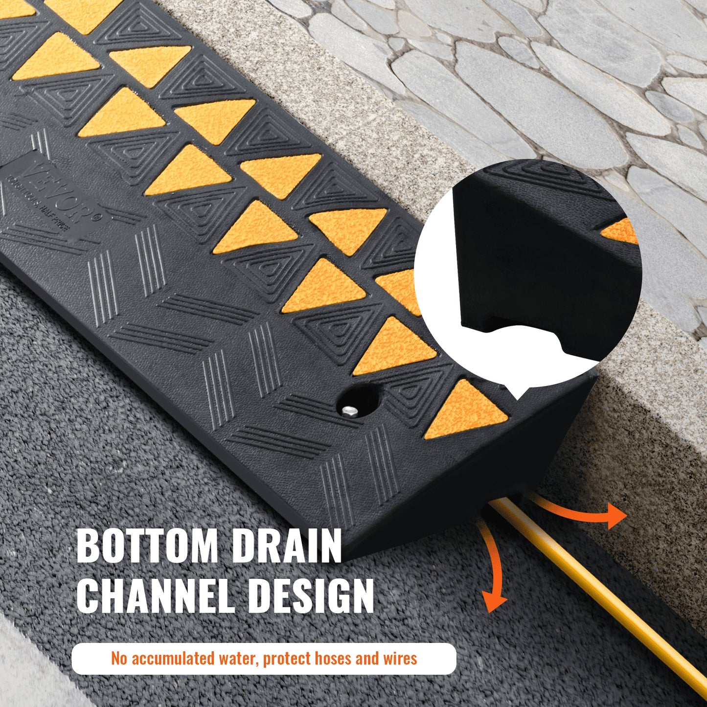 Heavy Duty Rubber Curb Ramp, 9.4 cm Rise, 100 cm Length, 15T Capacity