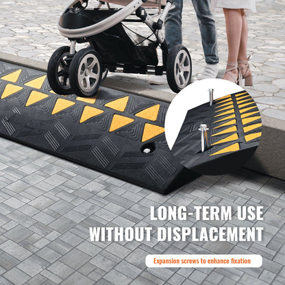 Heavy Duty Rubber Curb Ramp, 9.4 cm Rise, 100 cm Length, 15T Capacity