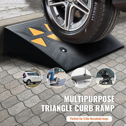 Heavy-Duty Rubber Curb Ramps, 12.7 cm Rise, 15 Tons Capacity, 2-Pack