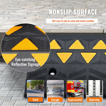 Heavy-Duty Rubber Curb Ramps, 12.7 cm Rise, 15 Tons Capacity, 2-Pack