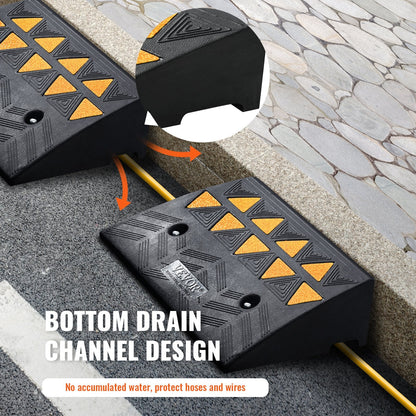 Heavy-Duty Rubber Curb Ramps, 12.7 cm Rise, 15 Tons Capacity, 2-Pack