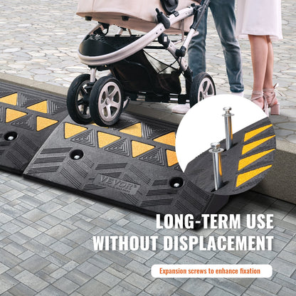 Heavy-Duty Rubber Curb Ramps, 12.7 cm Rise, 15 Tons Capacity, 2-Pack