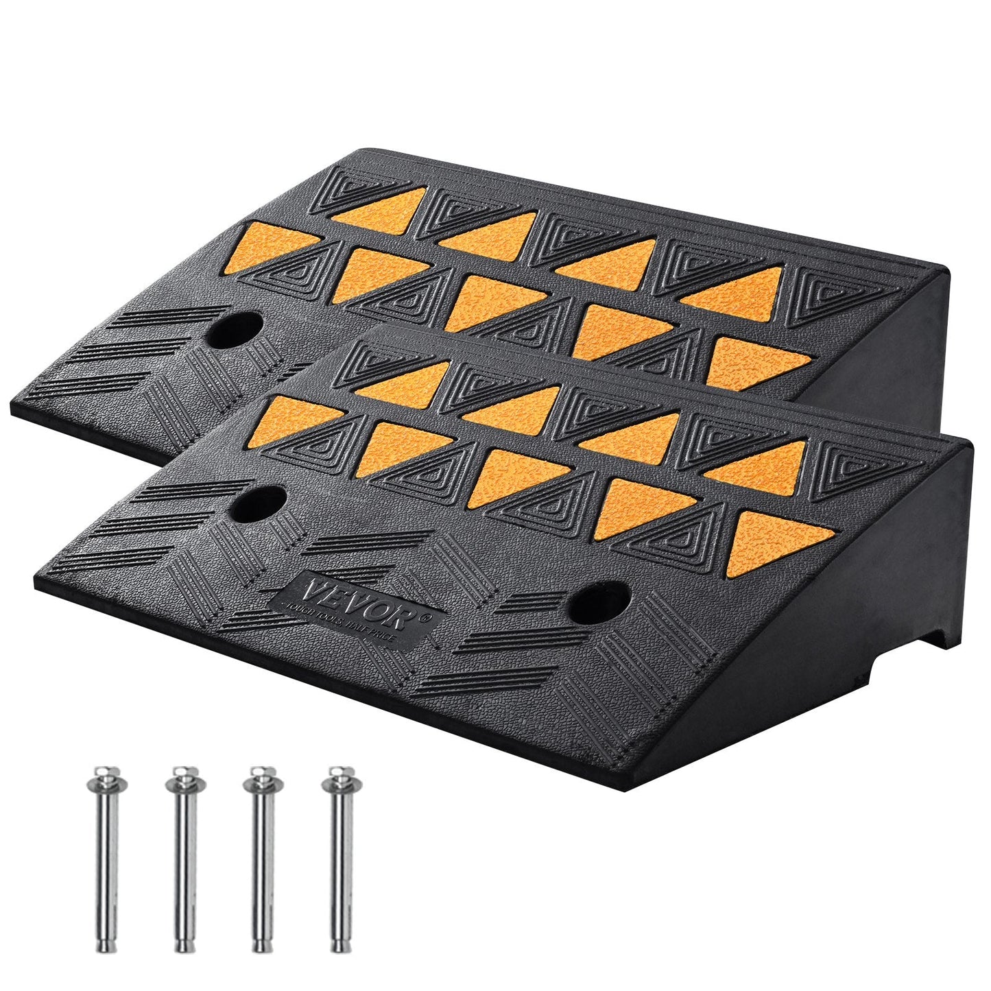 Heavy-Duty Rubber Curb Ramps, 12.7 cm Rise, 15 Tons Capacity, 2-Pack