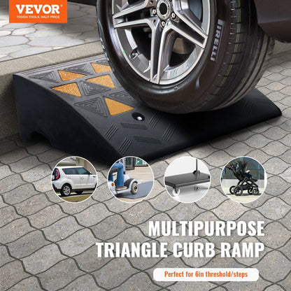 Heavy-Duty Rubber Curb Ramp Set, 15.2 cm Rise, 15 Tons Load, 2 Pack