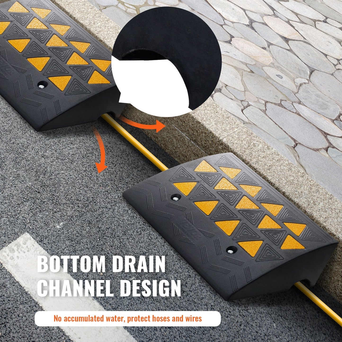 Heavy-Duty Rubber Curb Ramp Set, 15.2 cm Rise, 15 Tons Load, 2 Pack
