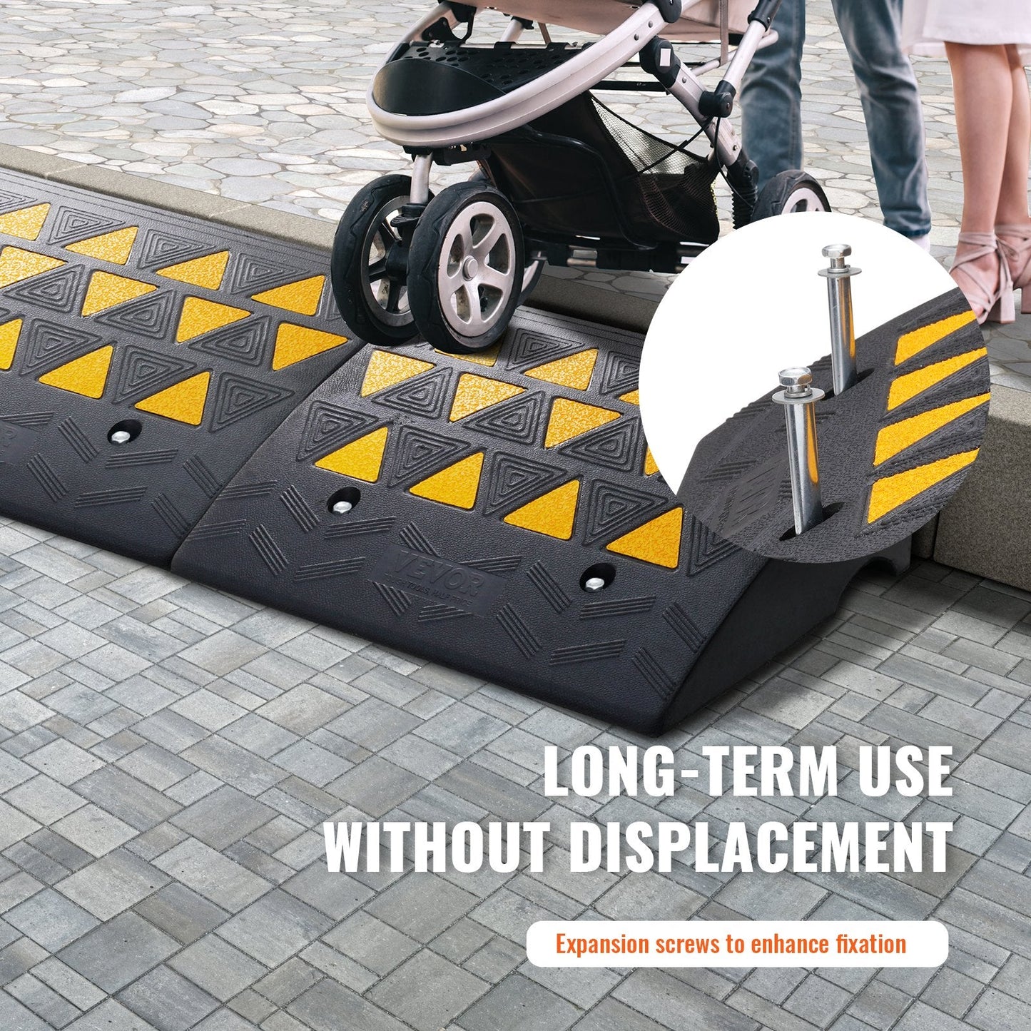 Heavy-Duty Rubber Curb Ramp Set, 15.2 cm Rise, 15 Tons Load, 2 Pack