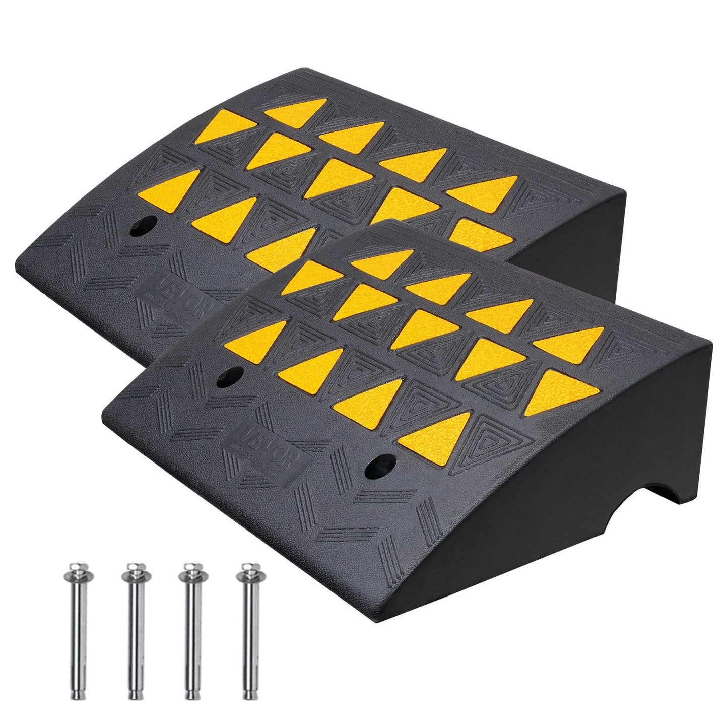 Heavy-Duty Rubber Curb Ramp Set, 15.2 cm Rise, 15 Tons Load, 2 Pack