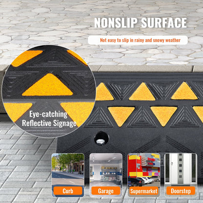 Heavy-Duty Rubber Curb Ramps, 11 cm Rise, 15 Ton Capacity, 2 Pack
