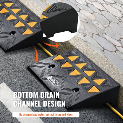 Heavy-Duty Rubber Curb Ramps, 11 cm Rise, 15 Ton Capacity, 2 Pack