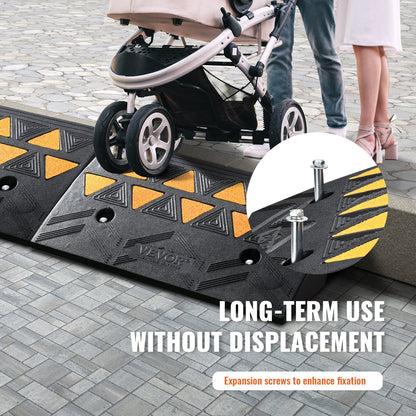 Heavy-Duty Rubber Curb Ramps, 11 cm Rise, 15 Ton Capacity, 2 Pack