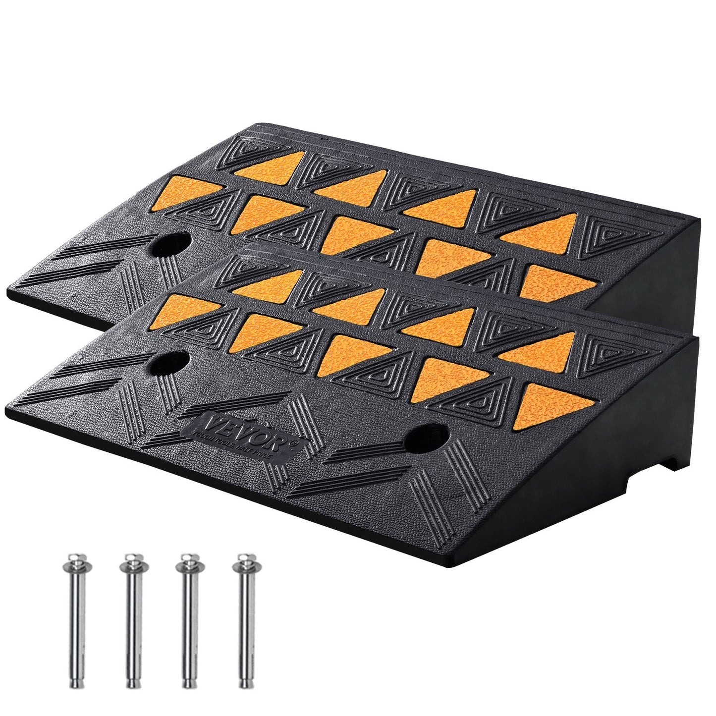 Heavy-Duty Rubber Curb Ramps, 11 cm Rise, 15 Ton Capacity, 2 Pack