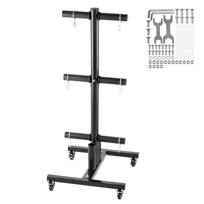 VEVOR Vertical Weight Plate Rack Home Gym Barbell Storage with Wheels 1000 lbs