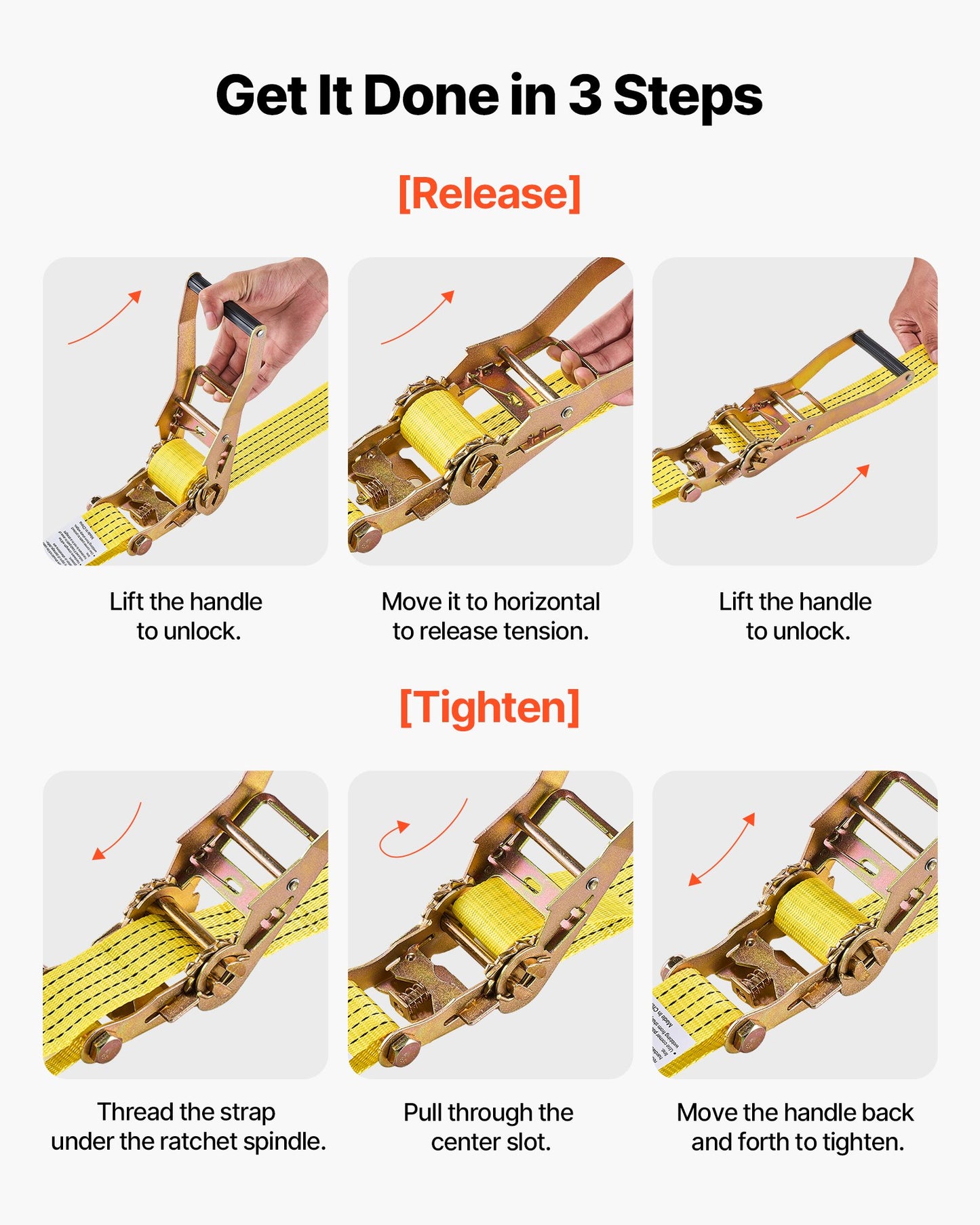 Ratchet Straps, 50.8 mm x 4.6 m, Heavy Duty Tie Down Straps with Double J Hook, 2268 kg Break Strength, Carry Bag, Tie Down Ratcheting for Moving, Trailers, Motorcycles, Kayaks, Car Roof, 6 Pack