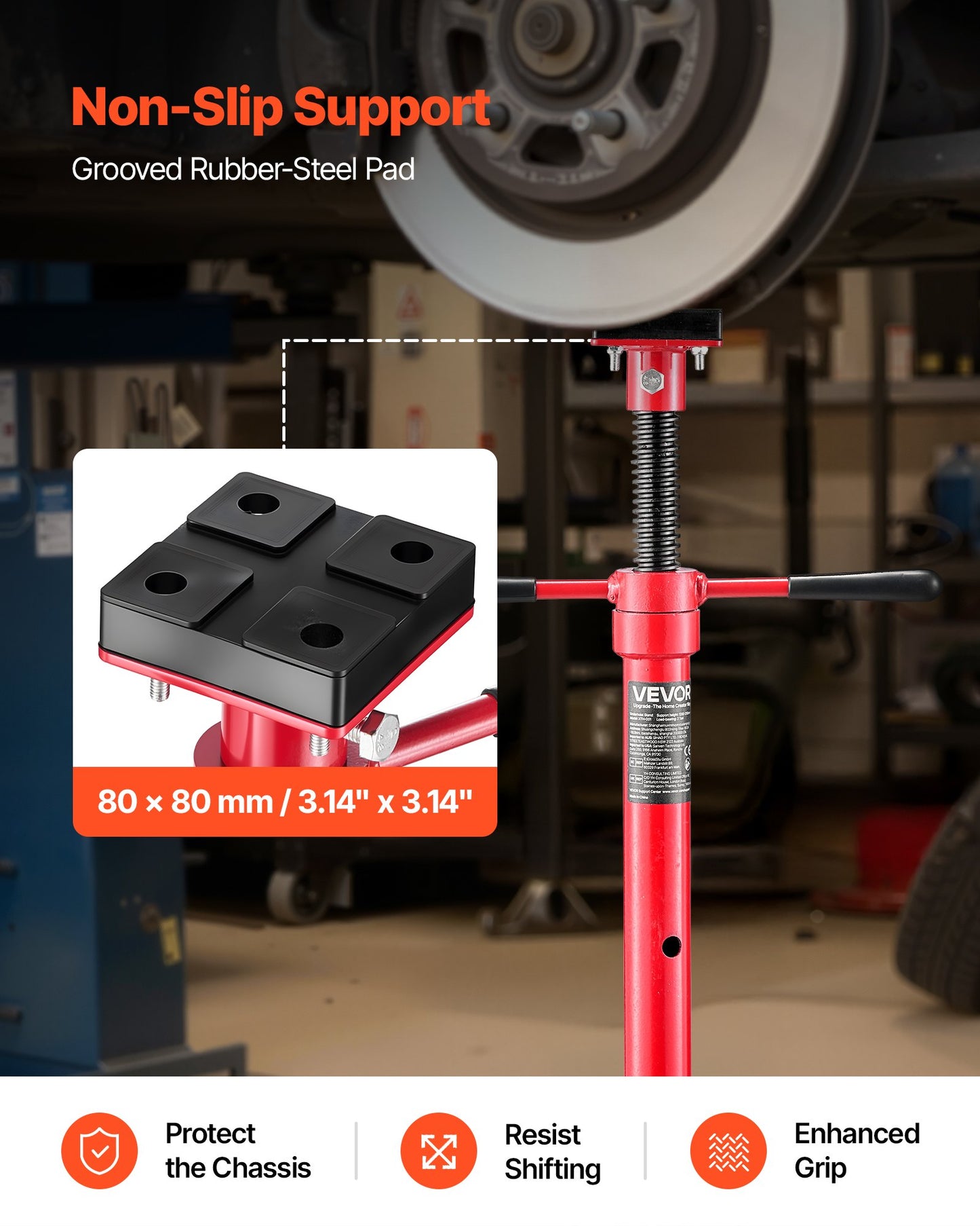 Under Hoist Tripod Stand, 2 Ton Capacity High Lift Jack Stand Reach Underhoist Support, Lifting from 1200 mm to 2150 mm, 4-Level Adjustable Height, Heavy Duty Carbon Steel for Car Lift & Support
