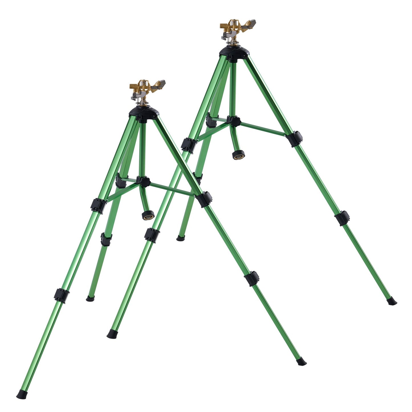 Impact Sprinkler on Tripod Base, 2 Packs, Heavy Duty Tripod Sprinklers with Brass Head & G3/4" Connector, 360 Degree Large Area Irrigation Sprinkler, Adjustable Heights Sprinkler for Yard