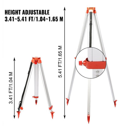 Aluminum Tripod (1.65m) & 5m Adjustable Staff for Rotary Laser Levels