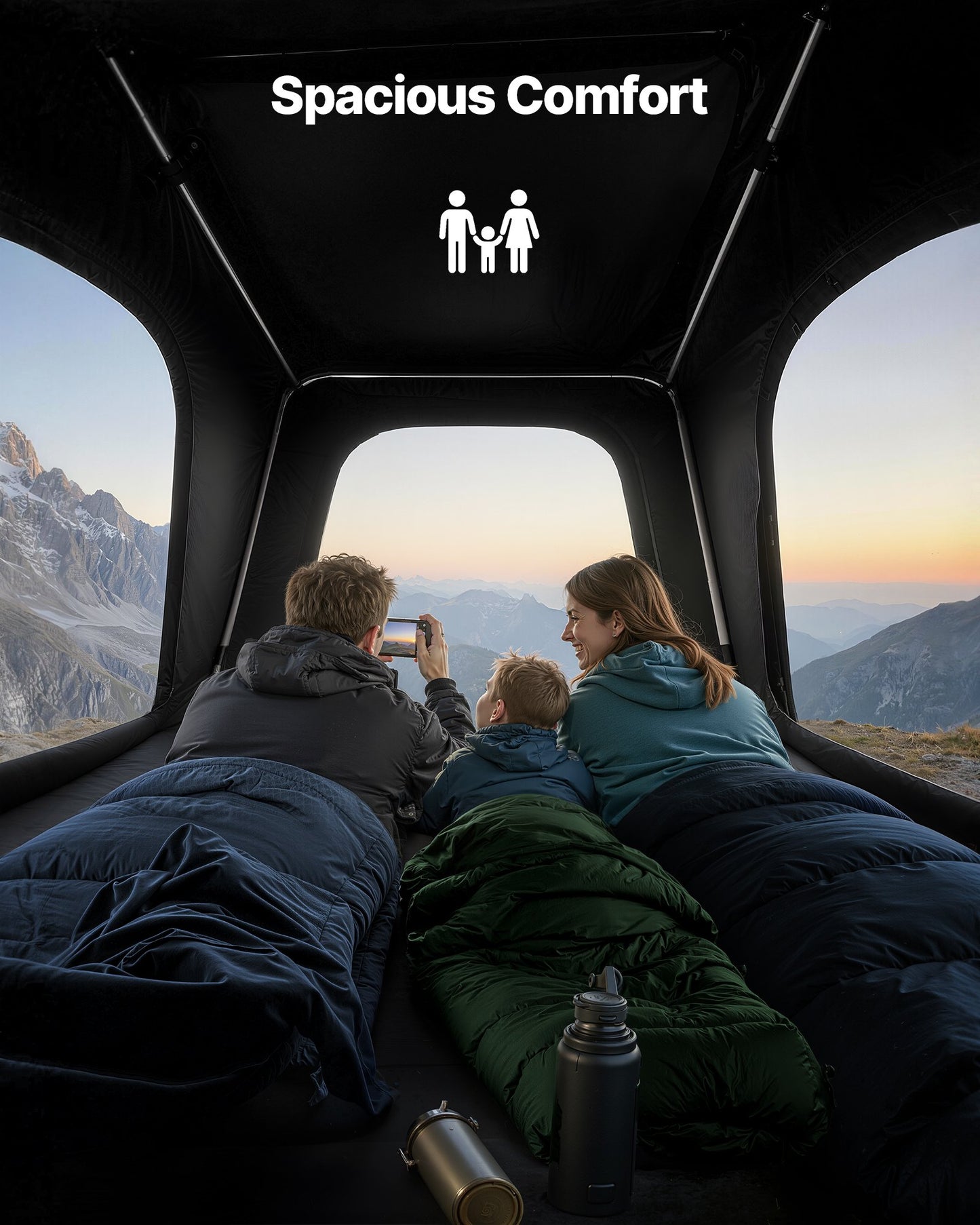 Rooftop Tent Hard Shell, 2-3 Person Aluminum Roof Top Tent Hardshell with Tri-Color LED Light & Thick Mattress, Waterproof Windproof Overland Camping Car Roof Rack Suitable for Jeep SUV Pickup
