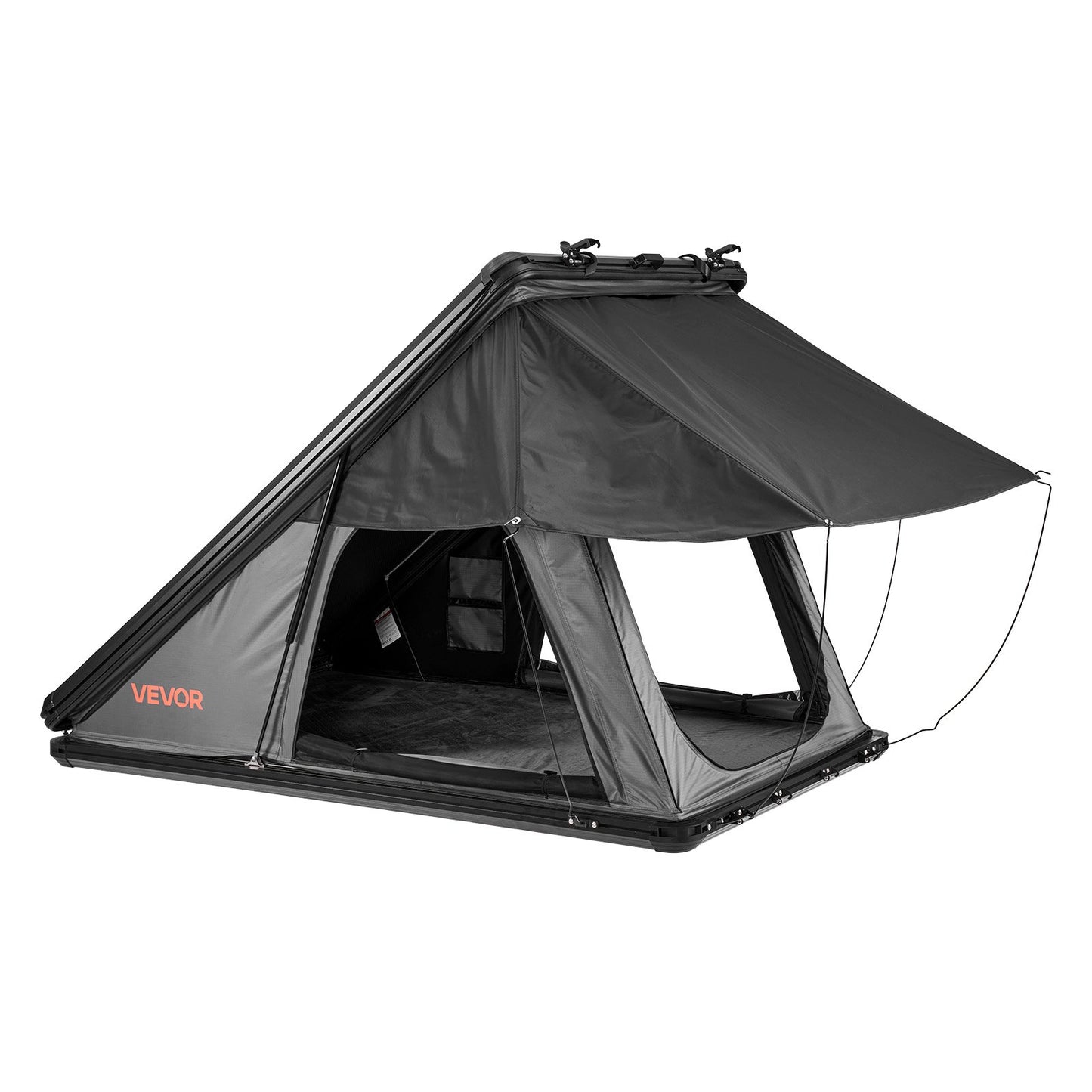 Rooftop Tent Hard Shell, 2-3 Person Aluminum Roof Top Tent Hardshell with Tri-Color LED Light & Thick Mattress, Waterproof Windproof Overland Camping Car Roof Rack Suitable for Jeep SUV Pickup