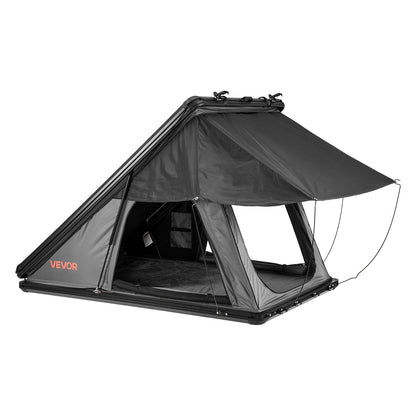 Rooftop Tent Hard Shell, 2-3 Person Aluminum Roof Top Tent Hardshell with Tri-Color LED Light & Thick Mattress, Waterproof Windproof Overland Camping Car Roof Rack Suitable for Jeep SUV Pickup