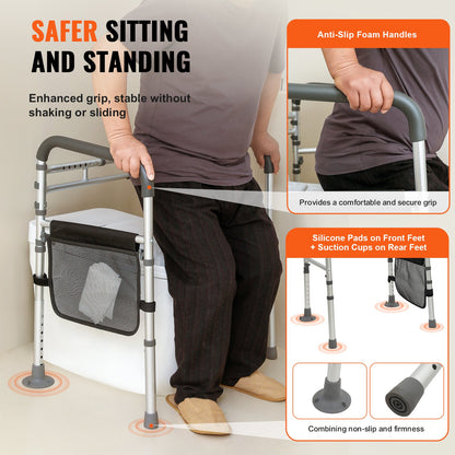 VEVOR Toilet Safety Rail, Folding Toilet Seat Frame, Adjustable Width & Height Fit