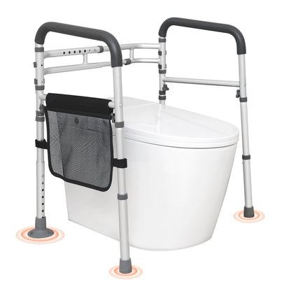 Folding Toilet Seat Frame with Adjustable Width & Height, Supports 136 kg