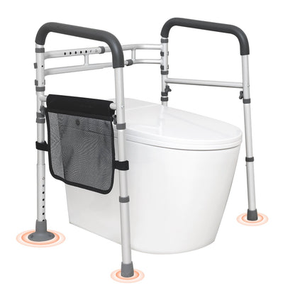 VEVOR Toilet Safety Rail, Folding Toilet Seat Frame, Adjustable Width & Height Fit