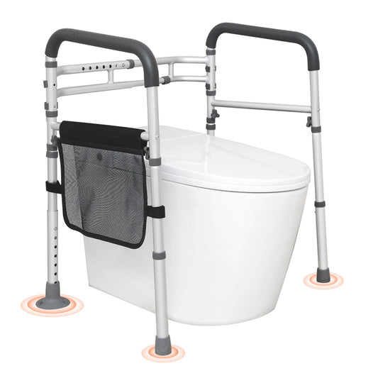 VEVOR Toilet Safety Rail, Folding Toilet Seat Frame, Adjustable Width & Height Fit