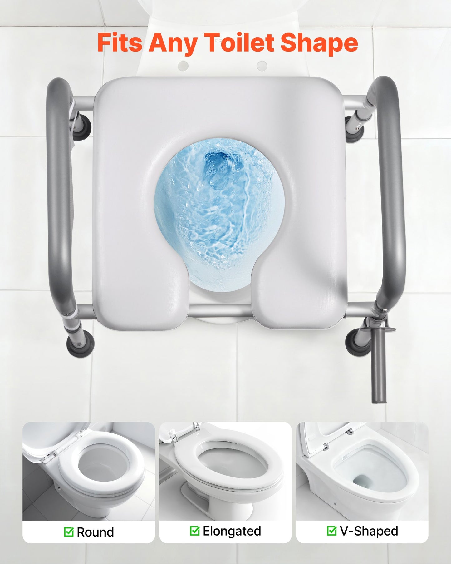 Raised Toilet Seat with Arms, 181 kg Load Capacity, Adjustable Height and Width, Commode Cushion Padded Elevated Toilet Seat Riser with Handles for Seniors, Elderly, Handicap, Disabled, Adults