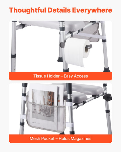 Raised Toilet Seat with Arms, 181 kg Load Capacity, Adjustable Height and Width, Commode Cushion Padded Elevated Toilet Seat Riser with Handles for Seniors, Elderly, Handicap, Disabled, Adults