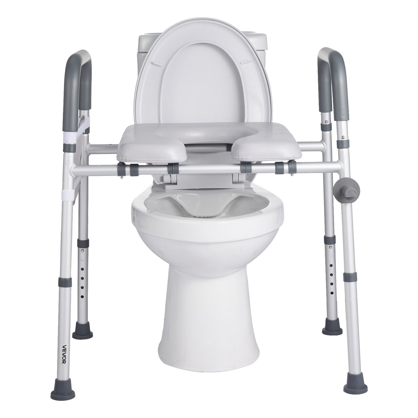 Raised Toilet Seat with Arms, 181 kg Load Capacity, Adjustable Height and Width, Commode Cushion Padded Elevated Toilet Seat Riser with Handles for Seniors, Elderly, Handicap, Disabled, Adults