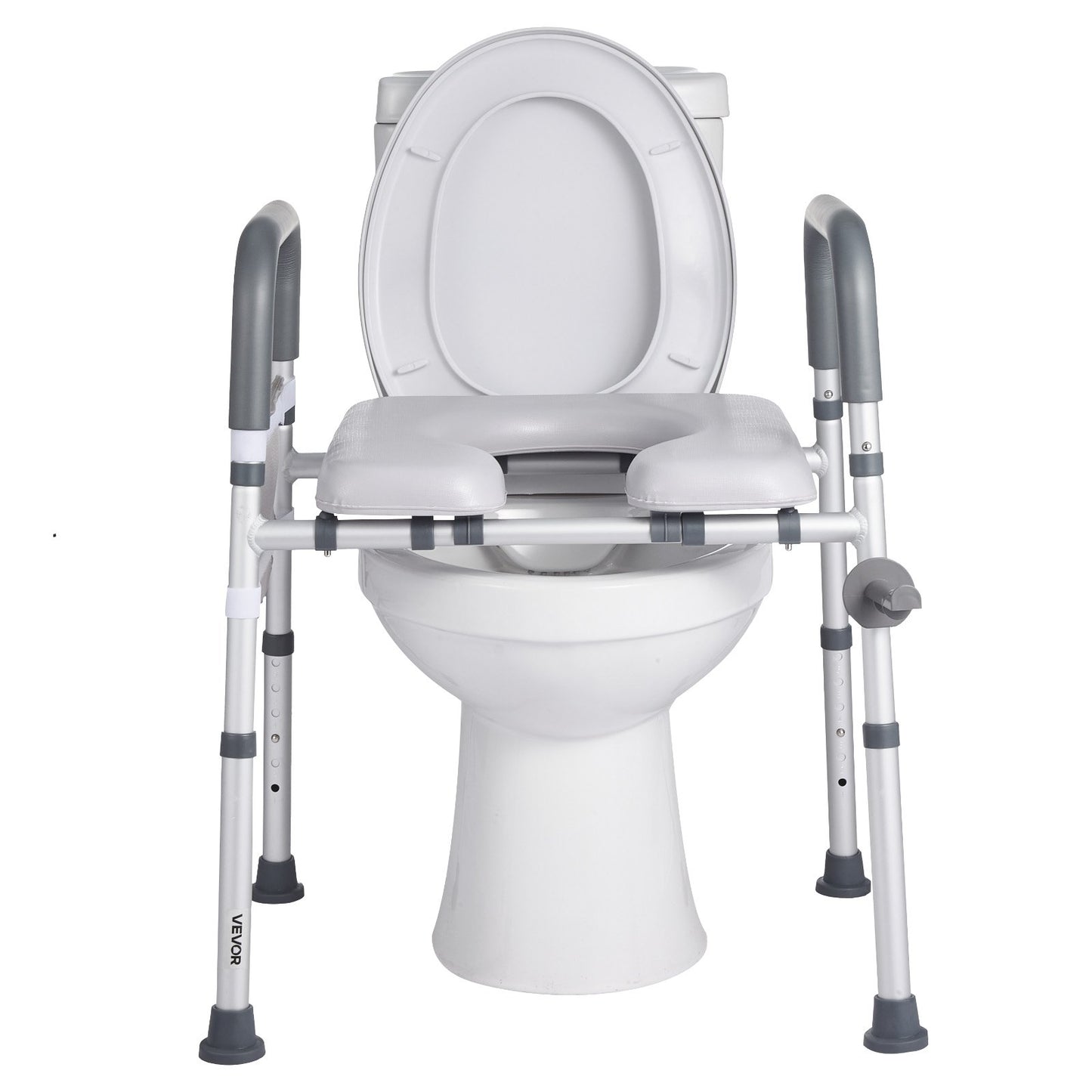 Raised Toilet Seat with Arms, 181 kg Load Capacity, Adjustable Height and Width, Commode Cushion Padded Elevated Toilet Seat Riser with Handles for Seniors, Elderly, Handicap, Disabled, Adults