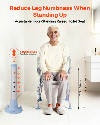 Raised Toilet Seat with Arms, 136 kg Load Capacity, Adjustable Height, Widened Commode Elevated Toilet Seat Riser with Handles and Splash Guard for Seniors, Elderly, Handicap, Disabled, Adults