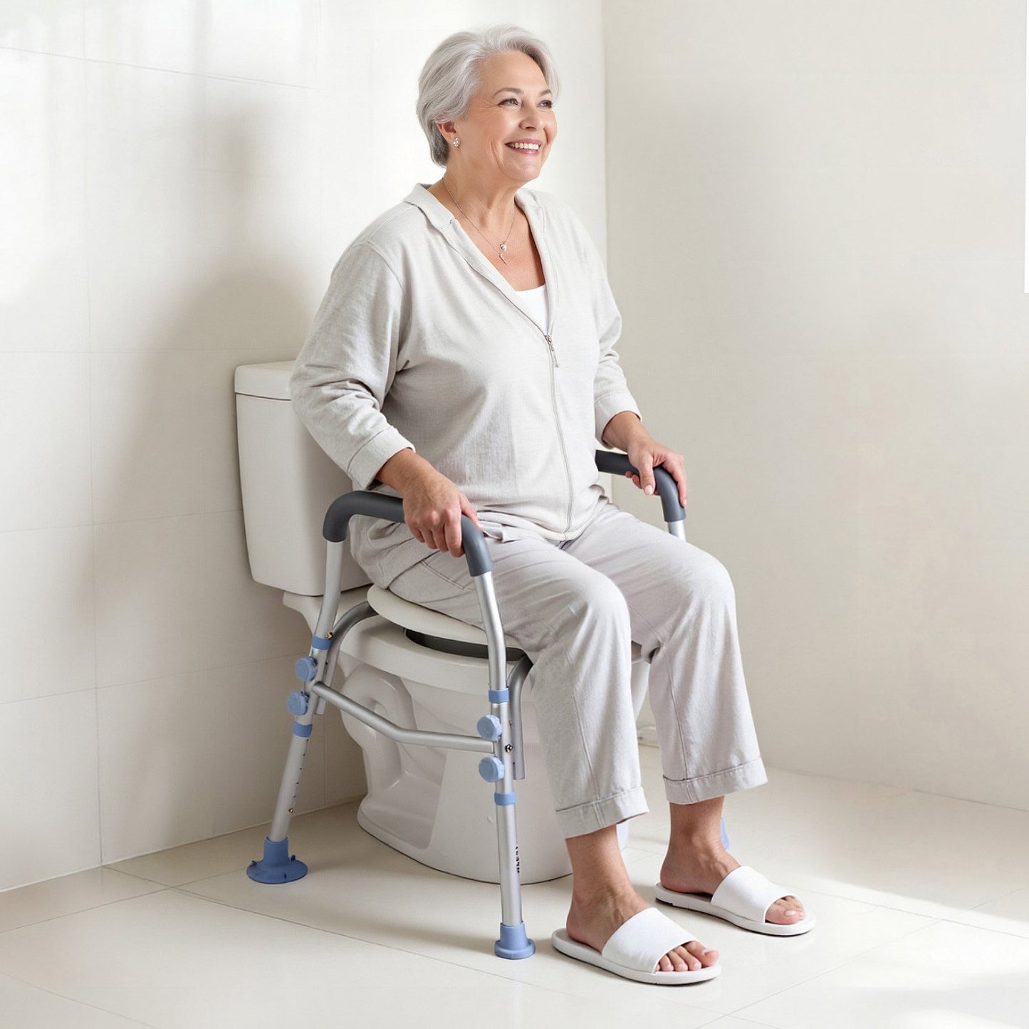 Raised Toilet Seat with Arms, 136 kg Load Capacity, Adjustable Height, Widened Commode Elevated Toilet Seat Riser with Handles and Splash Guard for Seniors, Elderly, Handicap, Disabled, Adults
