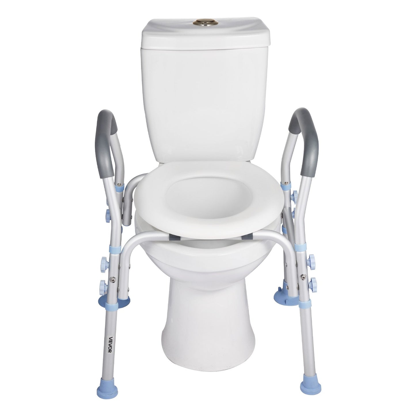 Raised Toilet Seat with Arms, 136 kg Load Capacity, Adjustable Height, Widened Commode Elevated Toilet Seat Riser with Handles and Splash Guard for Seniors, Elderly, Handicap, Disabled, Adults