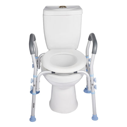 Raised Toilet Seat with Arms, 136 kg Load Capacity, Adjustable Height, Widened Commode Elevated Toilet Seat Riser with Handles and Splash Guard for Seniors, Elderly, Handicap, Disabled, Adults