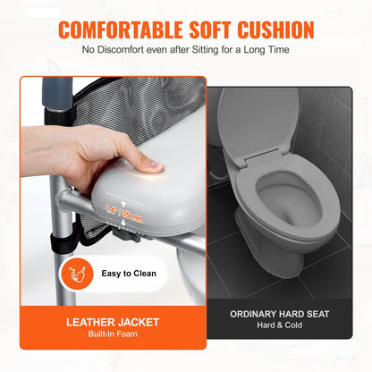 Adjustable Raised Toilet Seat with Padded Aluminum Frame, 655-805 mm Height