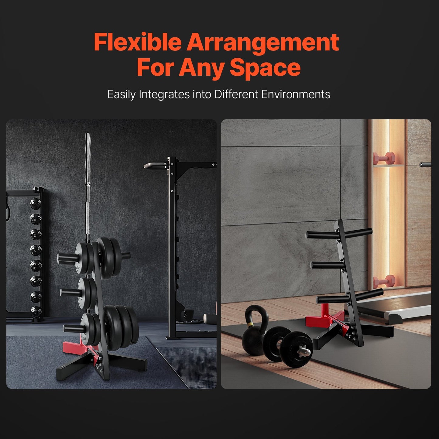 Weight Plate Rack, L Frame Weight Plate Tree for 2-Inch Weight Plates, Standard Weight Plate Tree, 500 lbs Load Capacity Weight Storage Holder, Home Gym Barbell Rack Storage Stand, Black & Red
