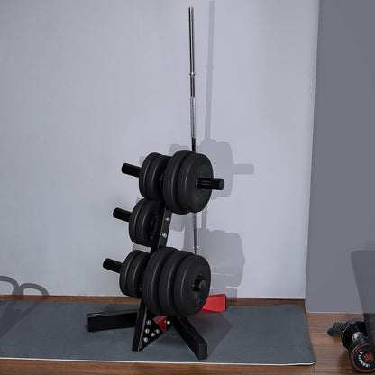 Weight Plate Rack, L Frame Weight Plate Tree for 2-Inch Weight Plates, Standard Weight Plate Tree, 500 lbs Load Capacity Weight Storage Holder, Home Gym Barbell Rack Storage Stand, Black & Red