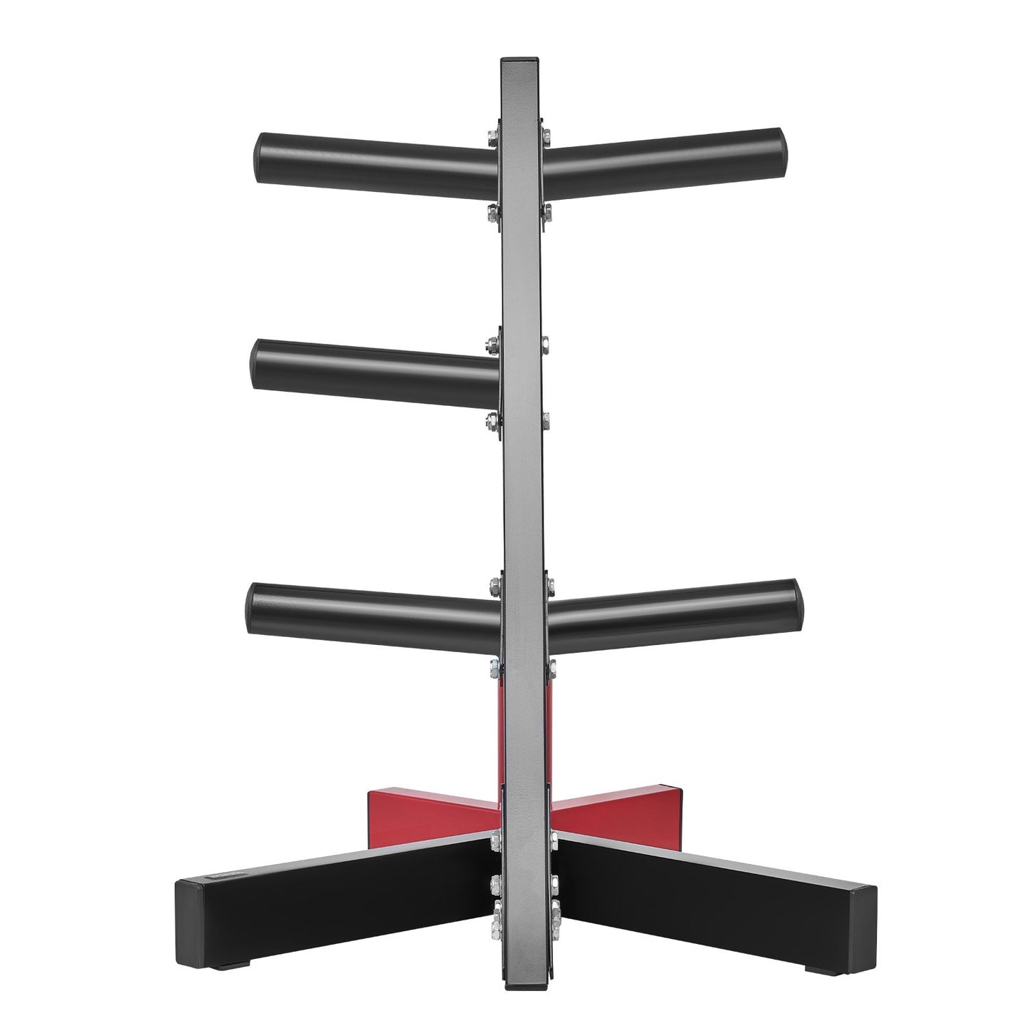 Weight Plate Rack, L Frame Weight Plate Tree for 2-Inch Weight Plates, Standard Weight Plate Tree, 500 lbs Load Capacity Weight Storage Holder, Home Gym Barbell Rack Storage Stand, Black & Red