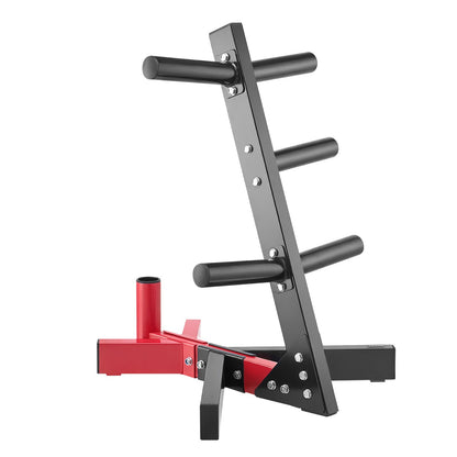 Weight Plate Rack, L Frame Weight Plate Tree for 2-Inch Weight Plates, Standard Weight Plate Tree, 500 lbs Load Capacity Weight Storage Holder, Home Gym Barbell Rack Storage Stand, Black & Red