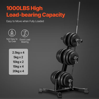 VEVOR Weight Plate Rack Home Gym Barbell Storage Stand 2 inch 1000 lbs Capacity