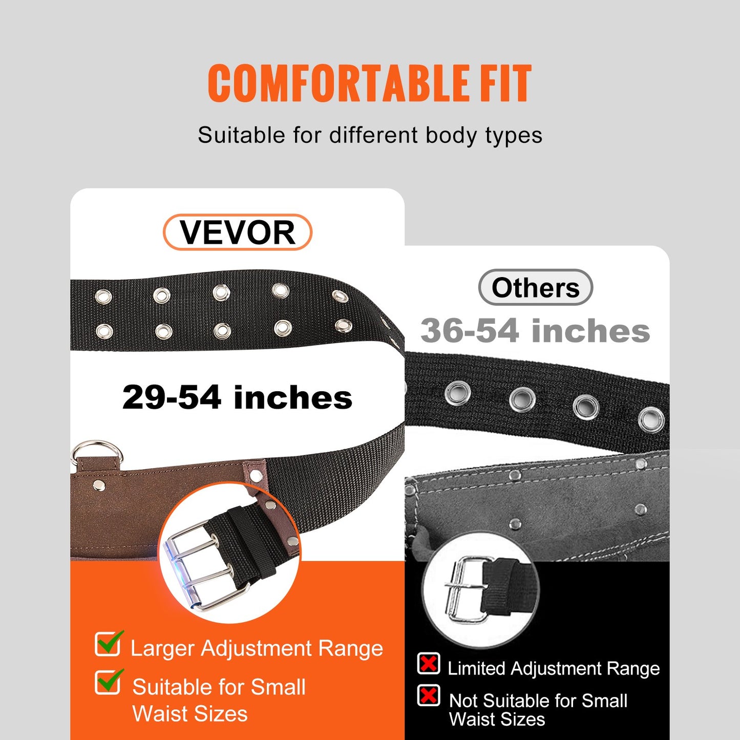 VEVOR Tool Belt Carpenter Construction Tool Pouch 13 Pockets 73.6-137.2 cm Waist