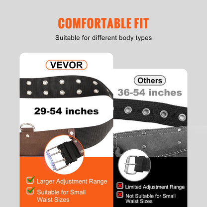 Carpenter Tool Belt with 13 Pockets, Adjustable 0.74-1.37 m Waist Fit, Brown