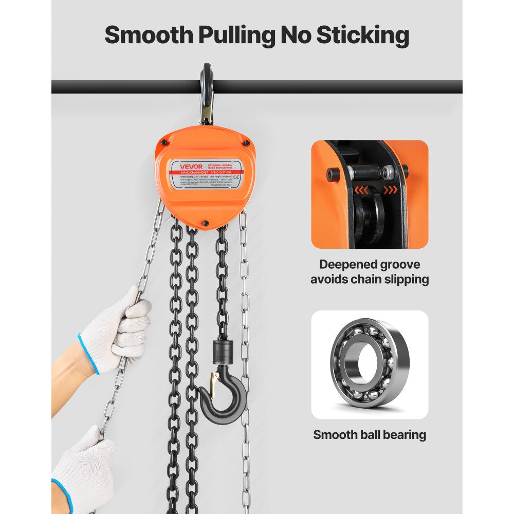 Hand Chain Hoist 1/2 T Capacity 3 m Manual Chain Block with G80 Chain