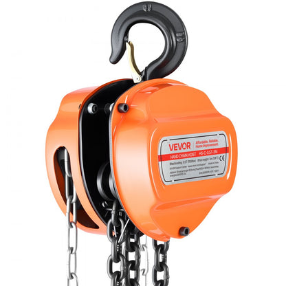 Hand Chain Hoist 1/2 T Capacity 3 m Manual Chain Block with G80 Chain