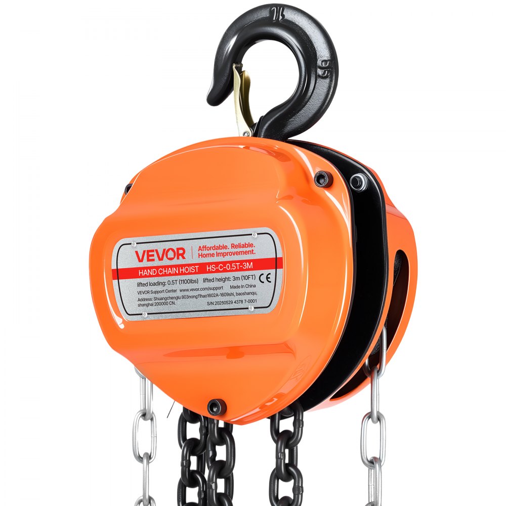 Hand Chain Hoist 1/2 T Capacity 3 m Manual Chain Block with G80 Chain
