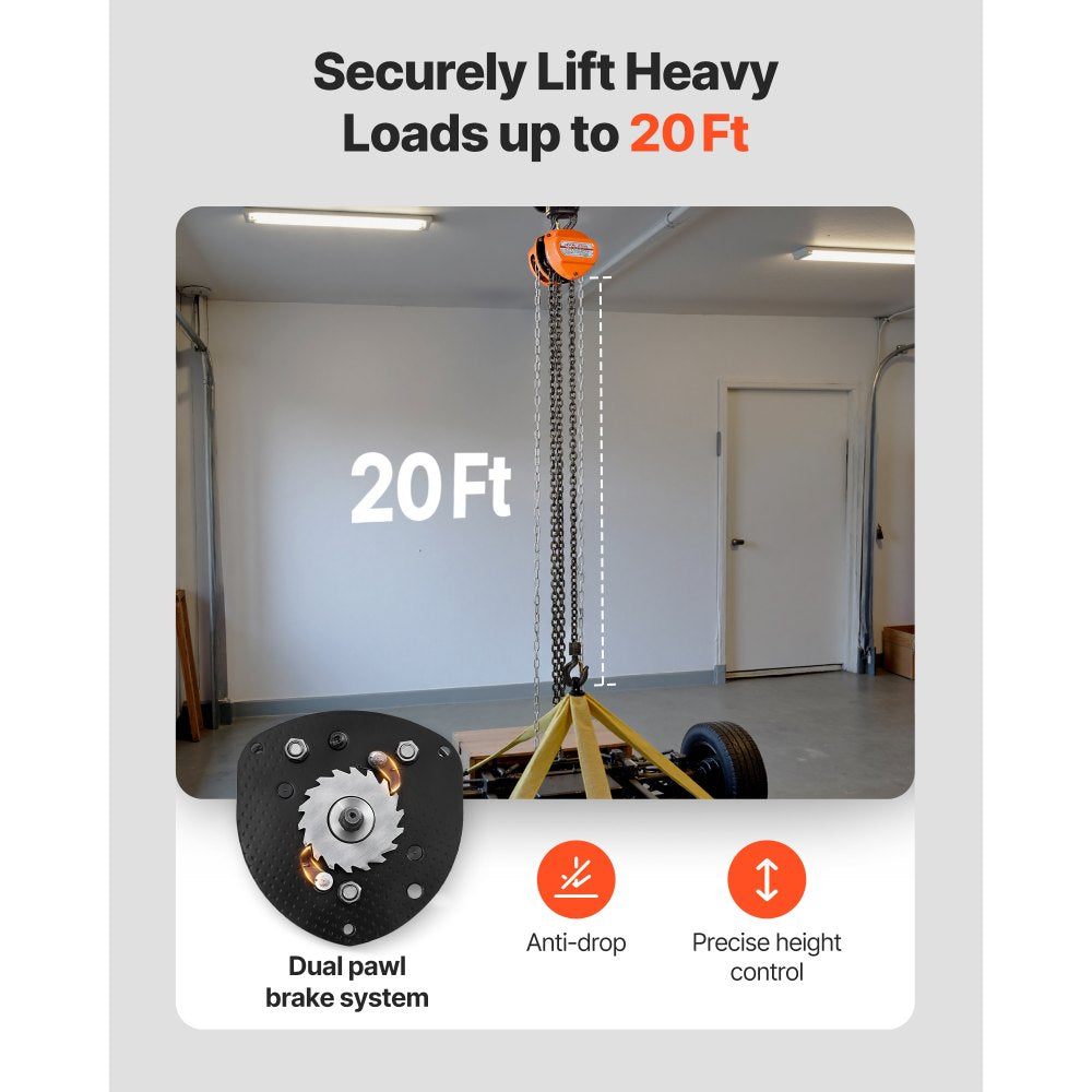 Hand Chain Hoist 1 T Capacity 6 m Manual Chain Block with G80 Chain