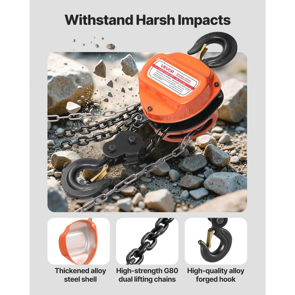 Hand Chain Hoist 2 T Capacity 6 m Manual Chain Block with G80 Chain
